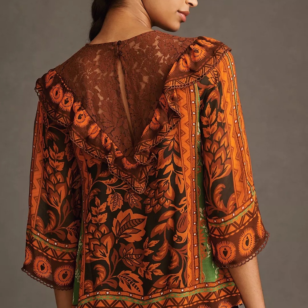 FARM Rio Lace Mix Blouse NWT Size XS - Picture 3 of 3